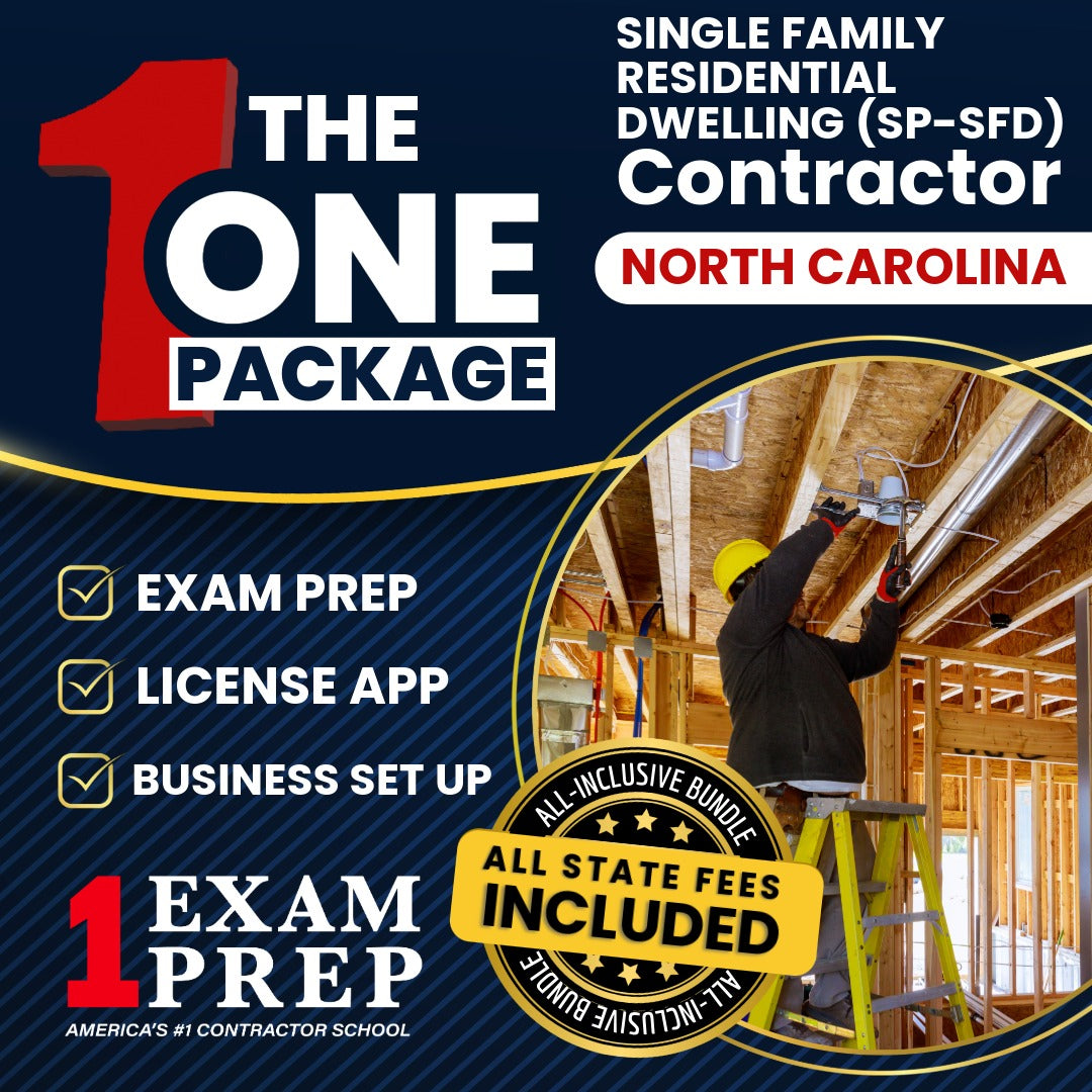 The 1 Package: All-Inclusive North Carolina Special Restricted Single Family Detached Residential Dwelling Contractor (SP-SFD) Licensing & Business Setup