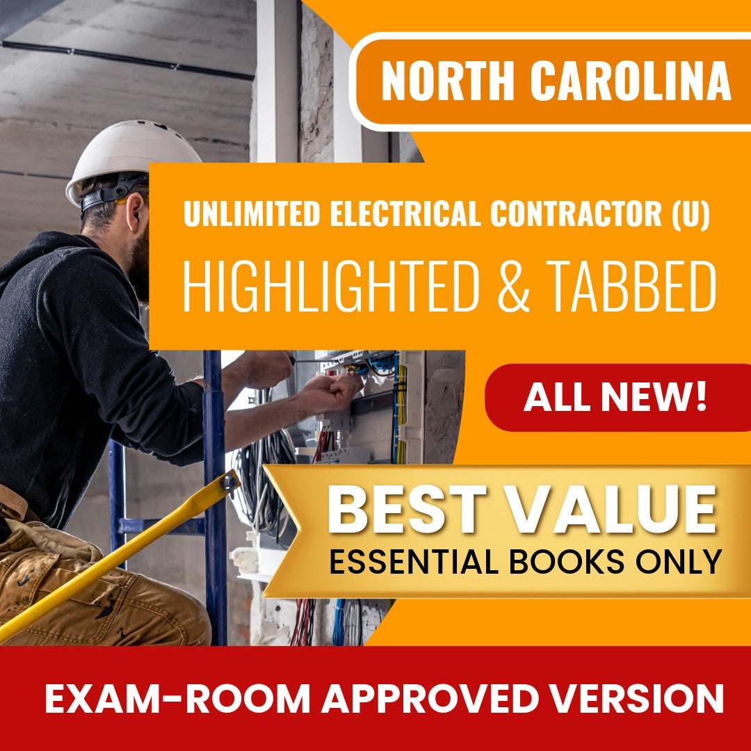 North Carolina Unlimited Electrical Contractor (U) Highlighted & Tabbed Books Allowed into Exam Package