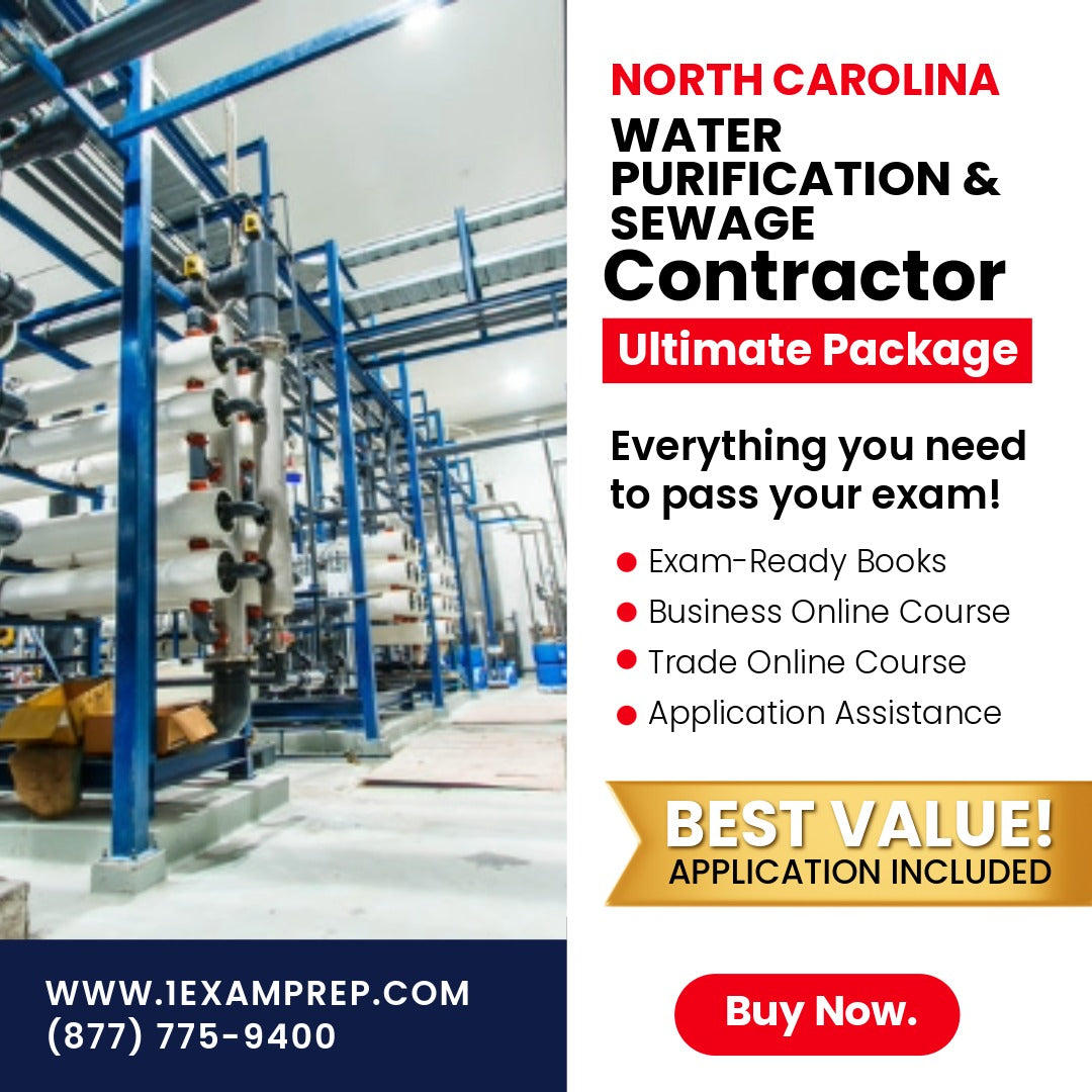 North Carolina Water Purification and Sewage Disposal Contractor Exam Ultimate Package