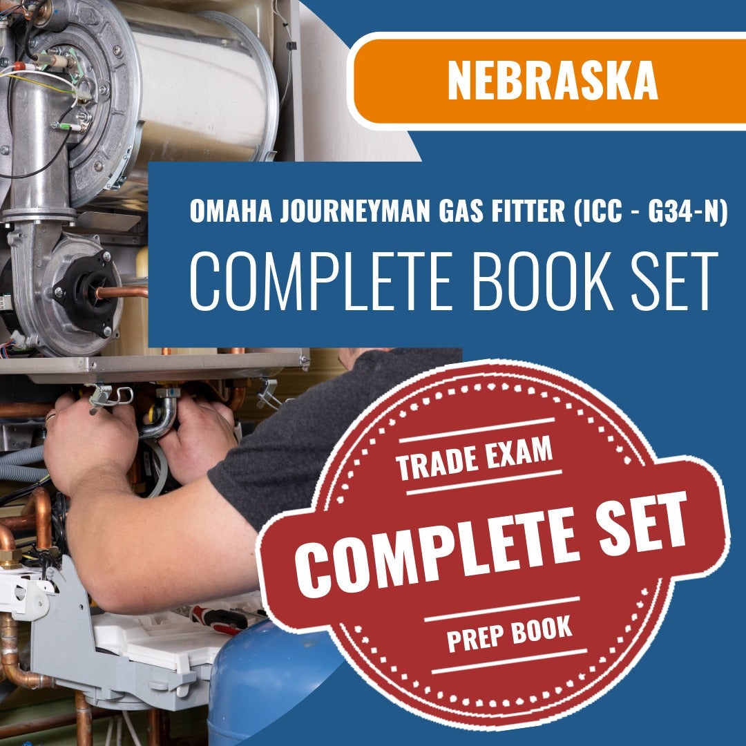 Omaha Nebraska  Journeyman Gas Pipe Fitter (ICC - G34-N) Exam Book Package