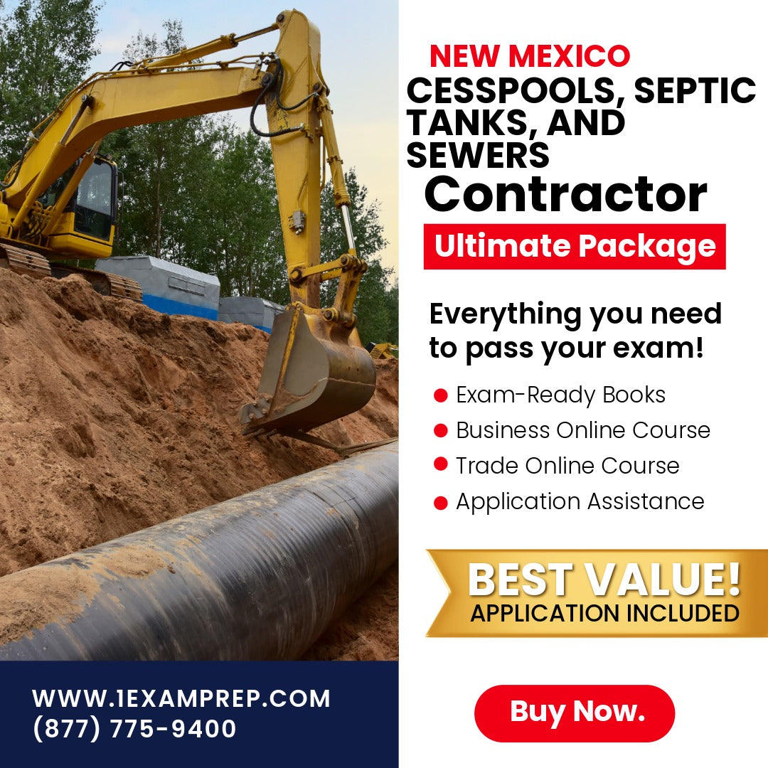 New Mexico Cesspools, Septic Tanks and Sewers Contractor (MS-3) Ultimate Exam Prep Rental Package