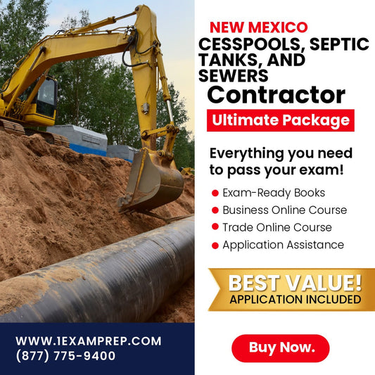 New Mexico Cesspools, Septic Tanks and Sewers Contractor (MS-3) Ultimate Exam Prep Rental Package