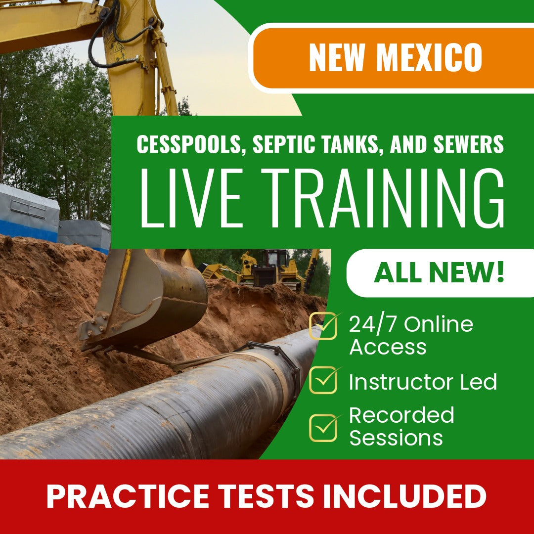 New Mexico Cesspools, Septic Tanks and Sewers Contractor (MS-3) Exam Prep - Live Virtual + Self Study Training