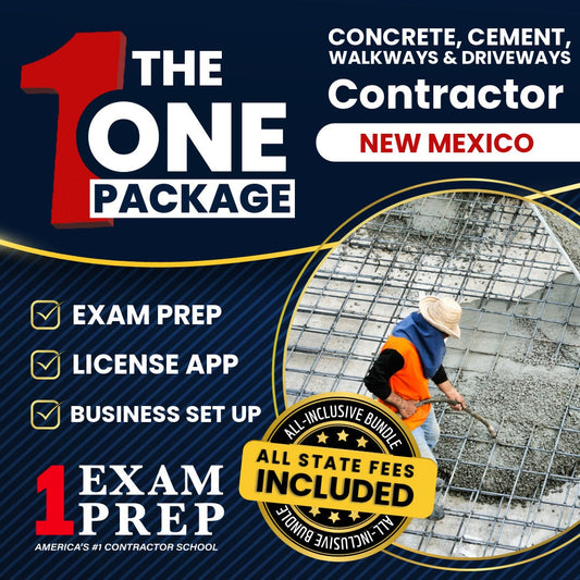 The 1 Package: All-Inclusive New Mexico Concrete, Cement, Walkways and Driveways Contractor (GS-4) Exam, Licensing & Business Setup Solution