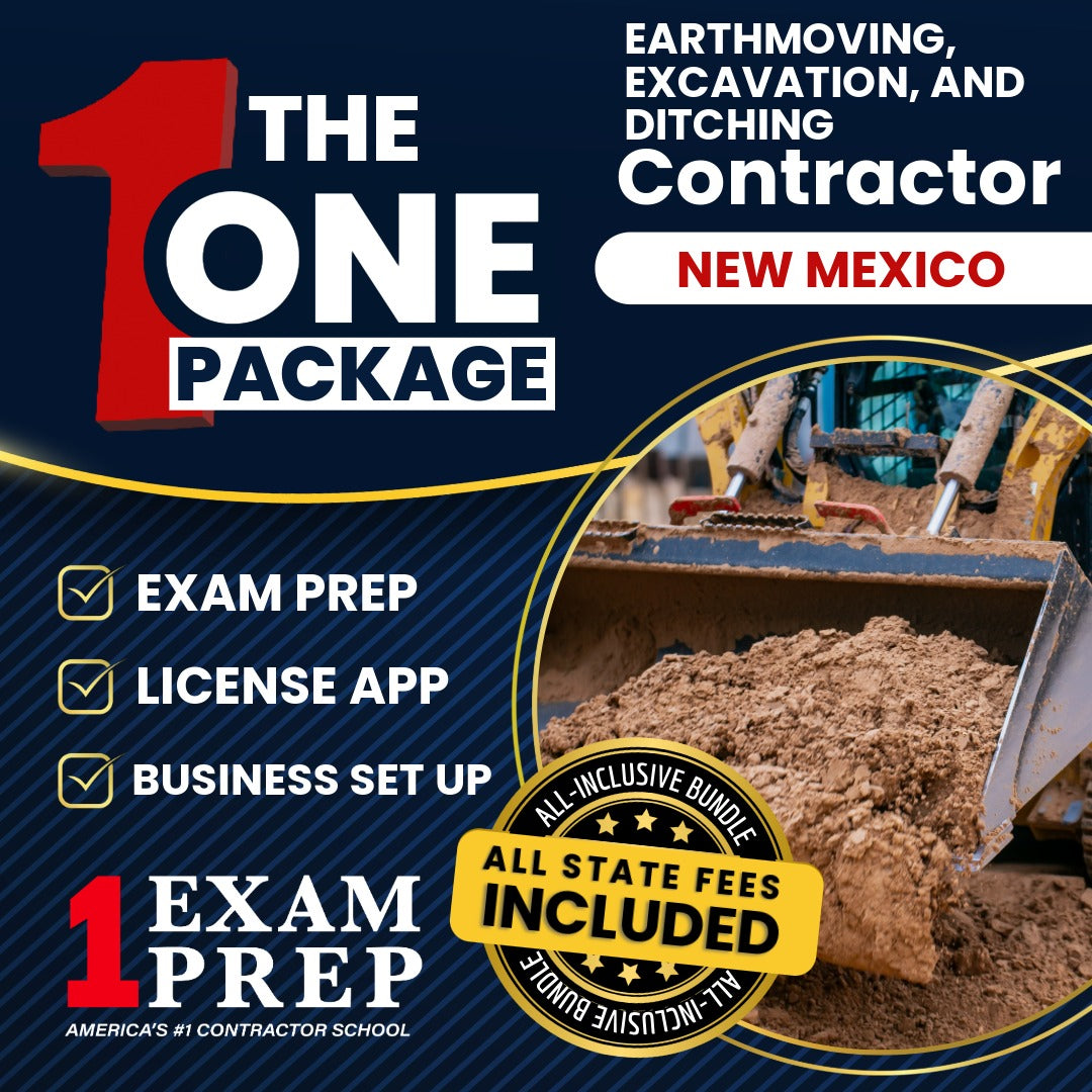 The 1 Package: All-Inclusive New Mexico Earthmoving, Excavation and Ditching Contractor (GS-8) Exam, Licensing & Business Setup Solution