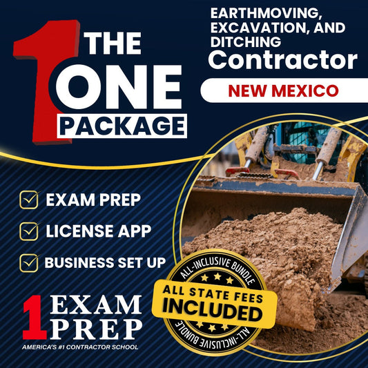 The 1 Package: All-Inclusive New Mexico Earthmoving, Excavation and Ditching Contractor (GS-8) Exam, Licensing & Business Setup Solution