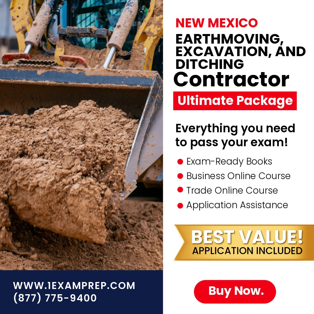 New Mexico Earthmoving, Excavation and Ditching Contractor (GS-8) Ultimate Exam Prep Rental Package