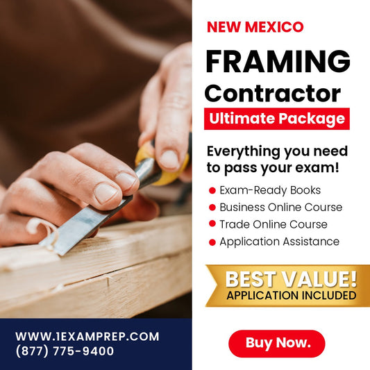 New Mexico Framing Contractor (GS-13) Ultimate Exam Prep Rental Package