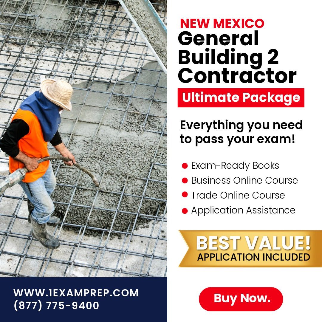 New Mexico General Building Contractor Part 2 (GB-98) Ultimate Exam Prep Rental Package