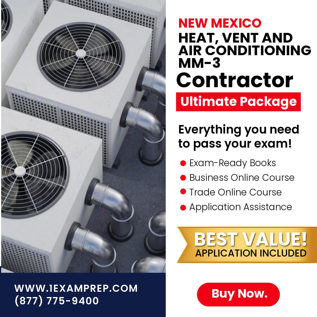 New Mexico Heat, Vent and Air Conditioning Contractor MM-3 Ultimate Exam Prep Rental Package