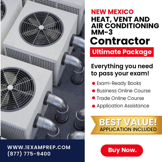 New Mexico Heat, Vent and Air Conditioning Contractor MM-3 Ultimate Exam Prep Rental Package