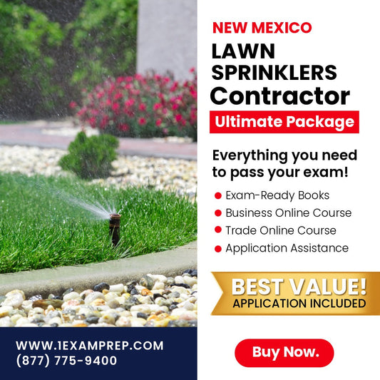 New Mexico Lawn Sprinklers Contractor MS-6 Ultimate Exam Prep Rental Package