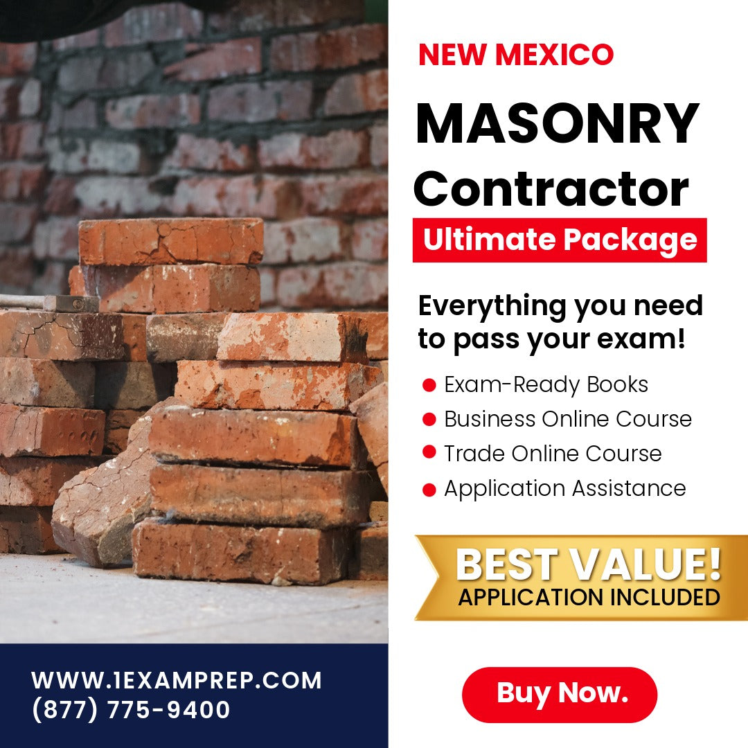 New Mexico Masonry Contractor (GS-16) Ultimate Exam Prep Rental Package