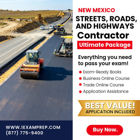 New Mexico Streets, Roads and Highways Contractor GA-1 Ultimate Exam Prep Rental Package