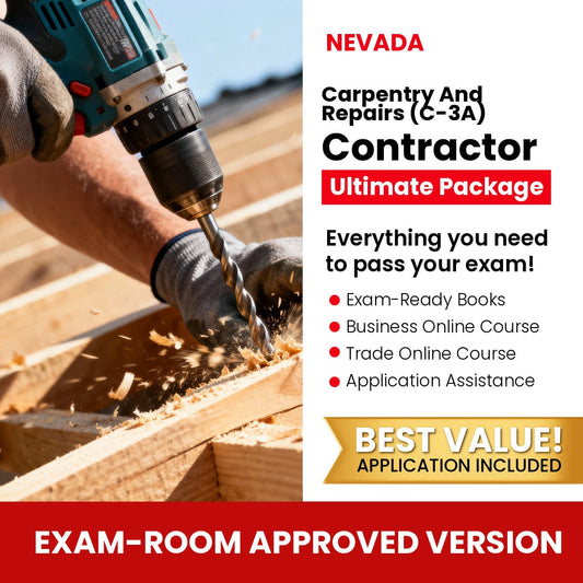 Nevada Carpentry And Repairs Contractor (C-3A) Ultimate Books Exam Room Approved + Course + Application Package