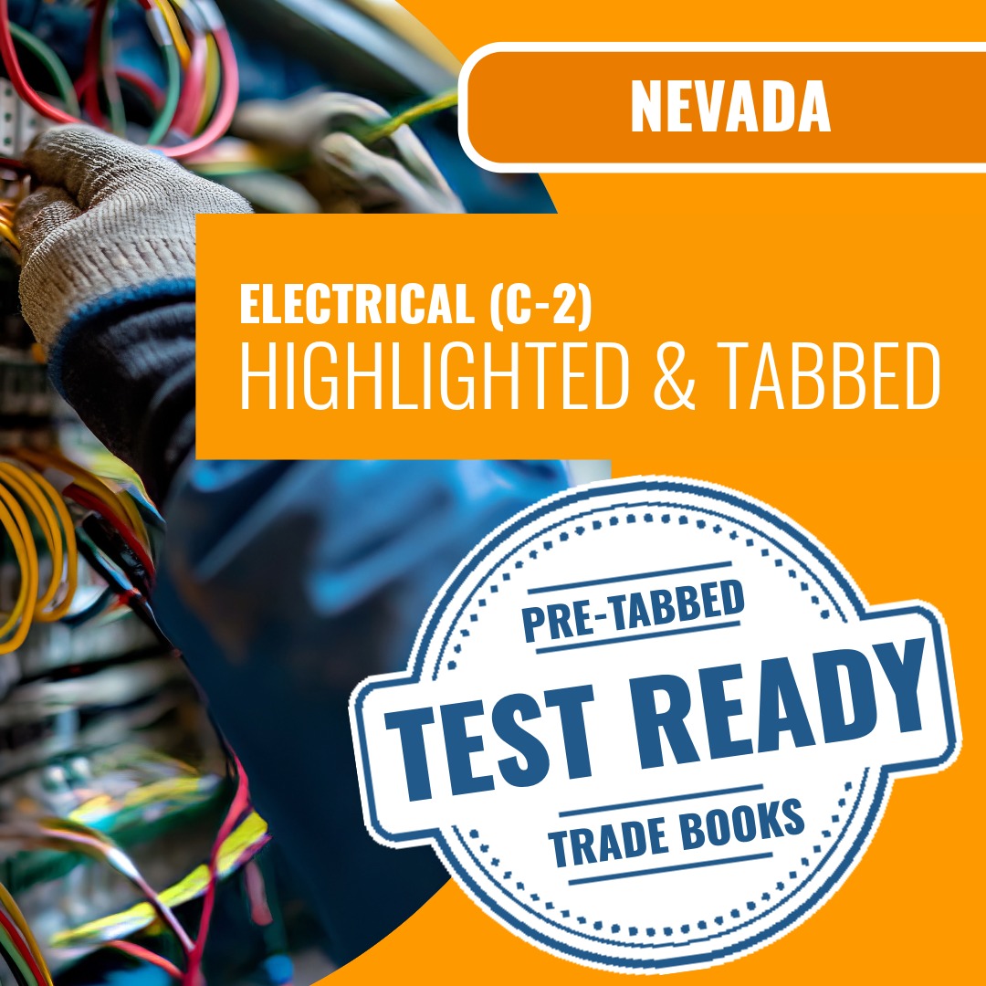 Nevada C-2 electrical contractor highlighted and tabbed exam prep books
