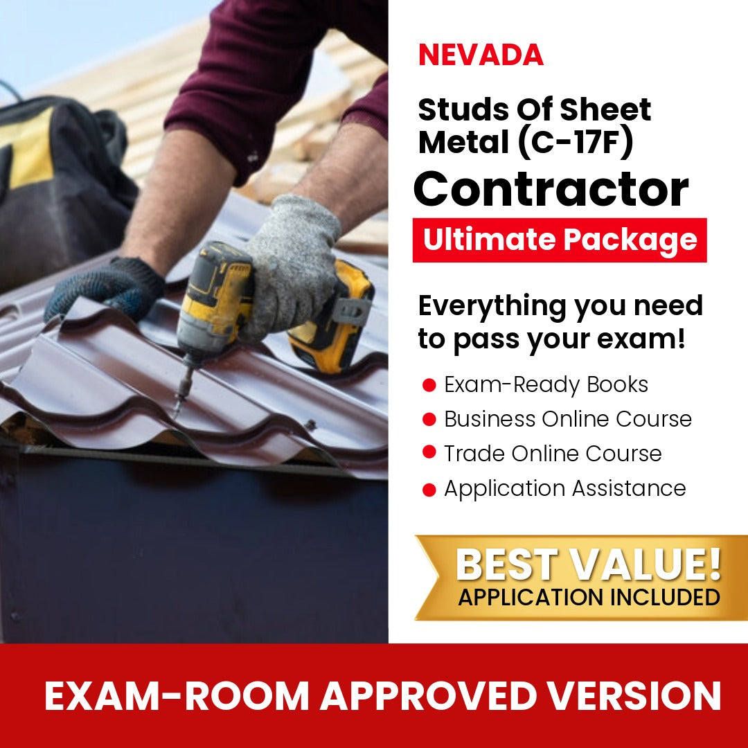 Nevada Studs of Sheet Metal Contractor (C-17F) Ultimate Books Exam Room Approved + Course + Application Package
