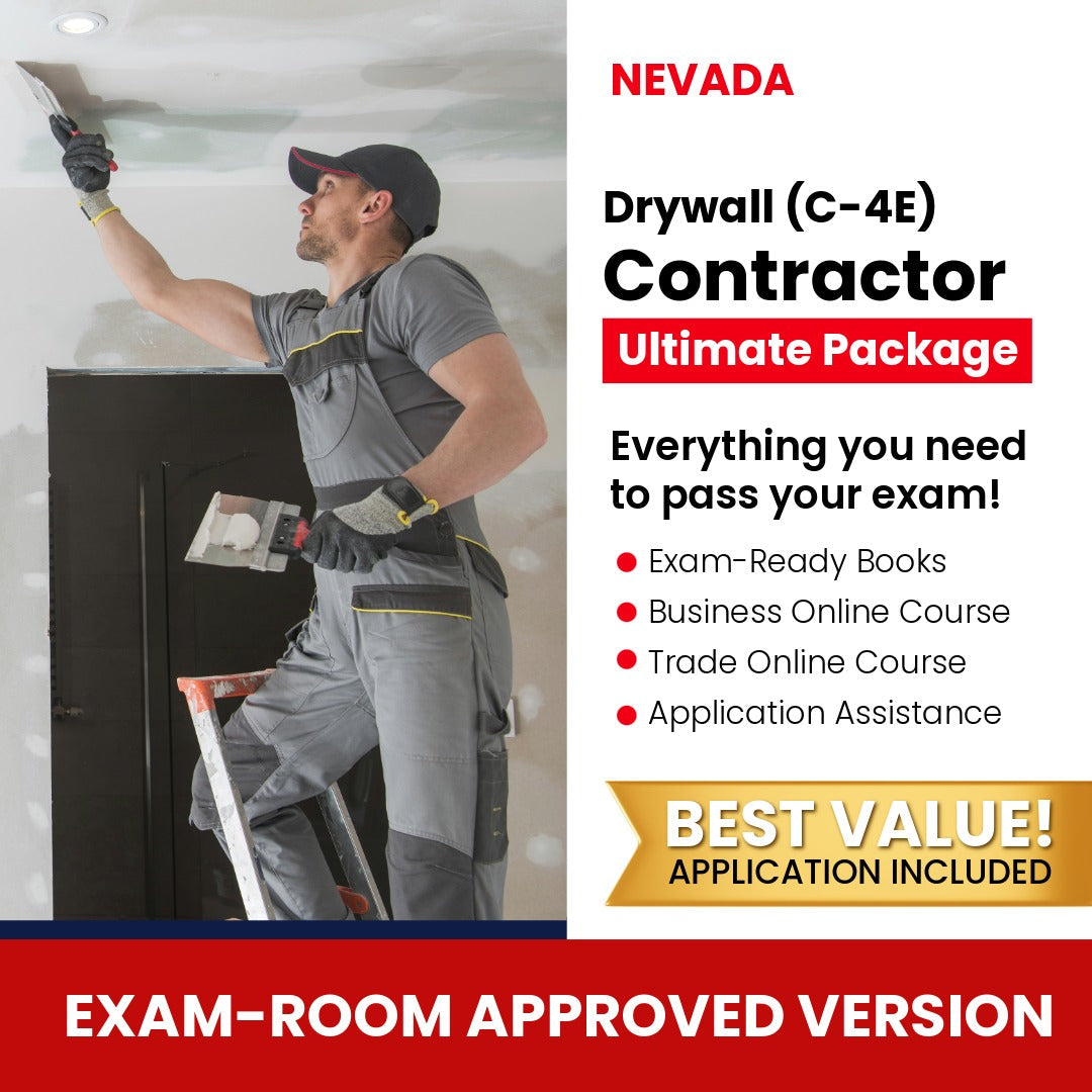 Nevada Drywall Contractor (C-4E) Ultimate Books Exam Room Approved + Course + Application Package