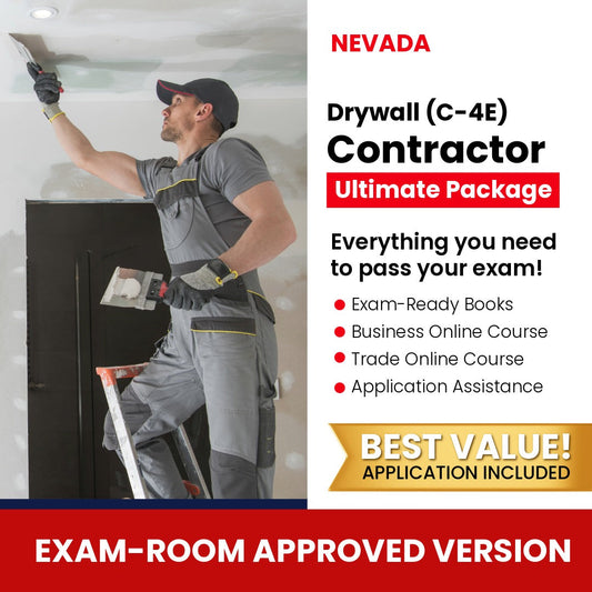Nevada Drywall Contractor (C-4E) Ultimate Books Exam Room Approved + Course + Application Package