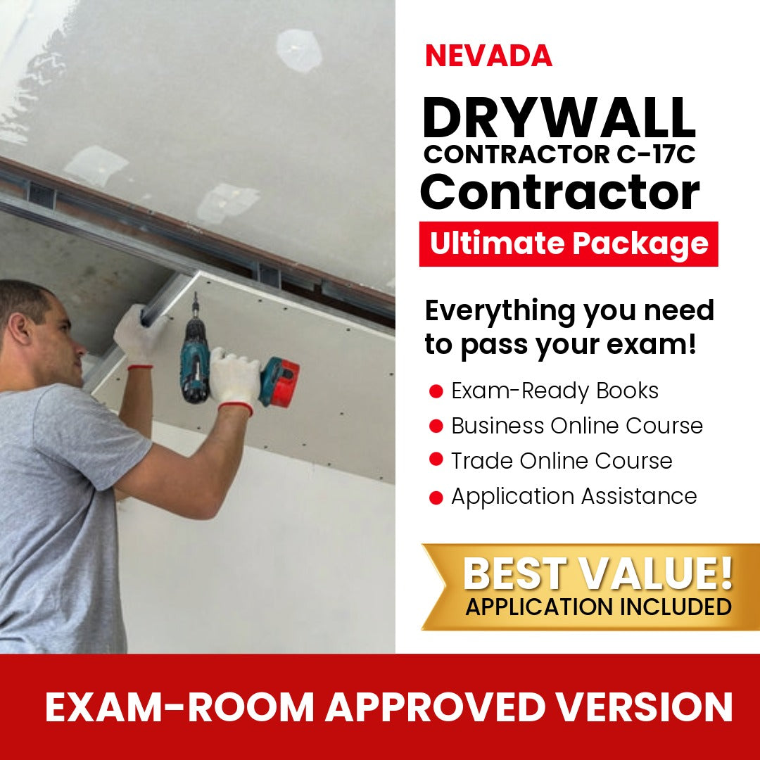 Nevada Drywall Contractor (C-17C) Ultimate Books Exam Room Approved + Course + Application Package