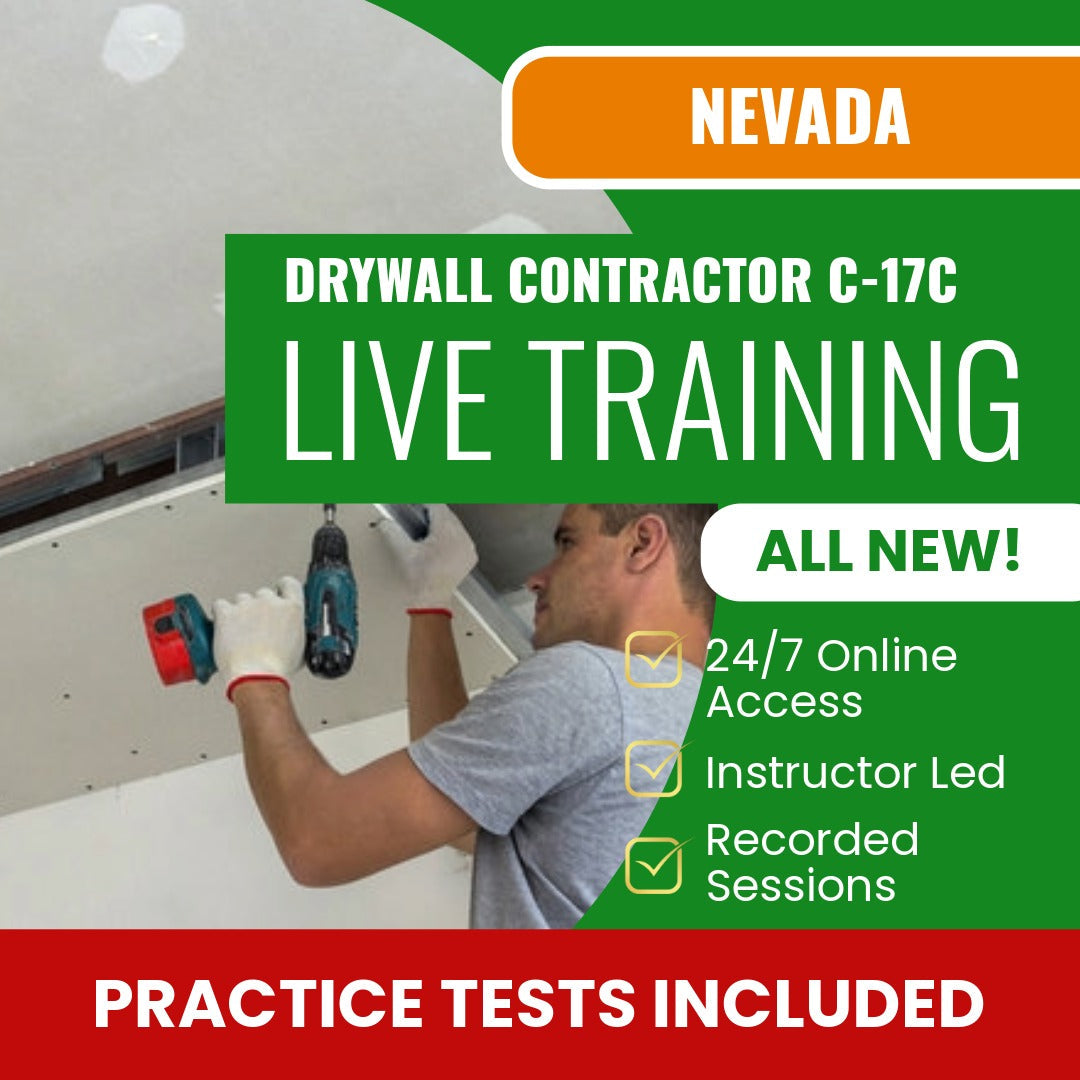 Nevada Drywall Contractor (C-17C) Exam Prep - Live Virtual + Self Study Training