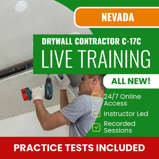 Nevada Drywall Contractor (C-17C) Exam Prep - Live Virtual + Self Study Training
