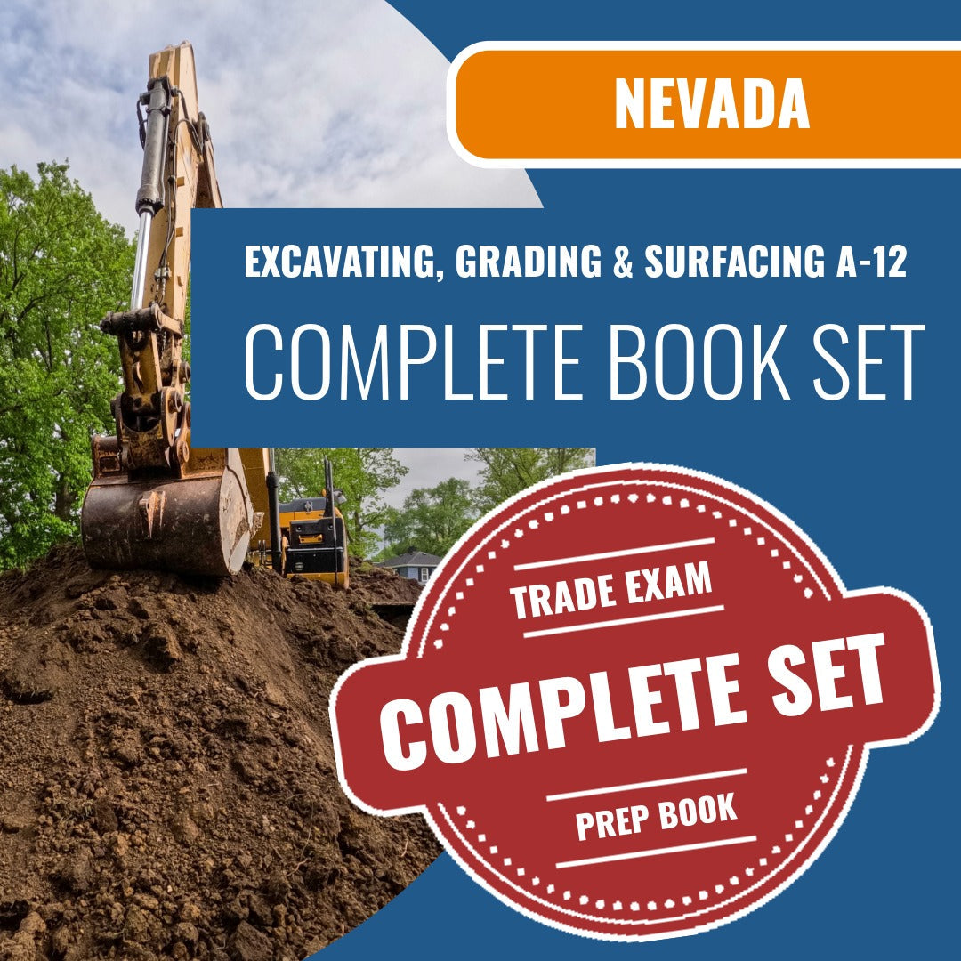 Nevada A-12 excavating grading trenching and surfacing contractor exam book package
