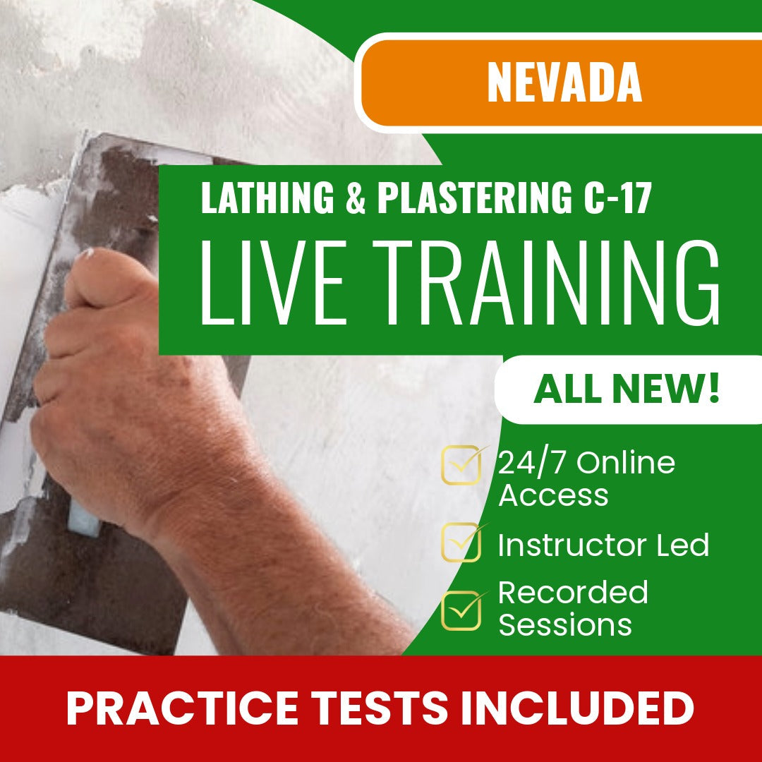 Nevada Lathing and Plastering Contractor (C-17) Exam Prep - Live Virtual + Self Study Training