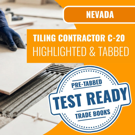 Nevada C-20 tiling contractor highlighted and tabbed exam prep books
