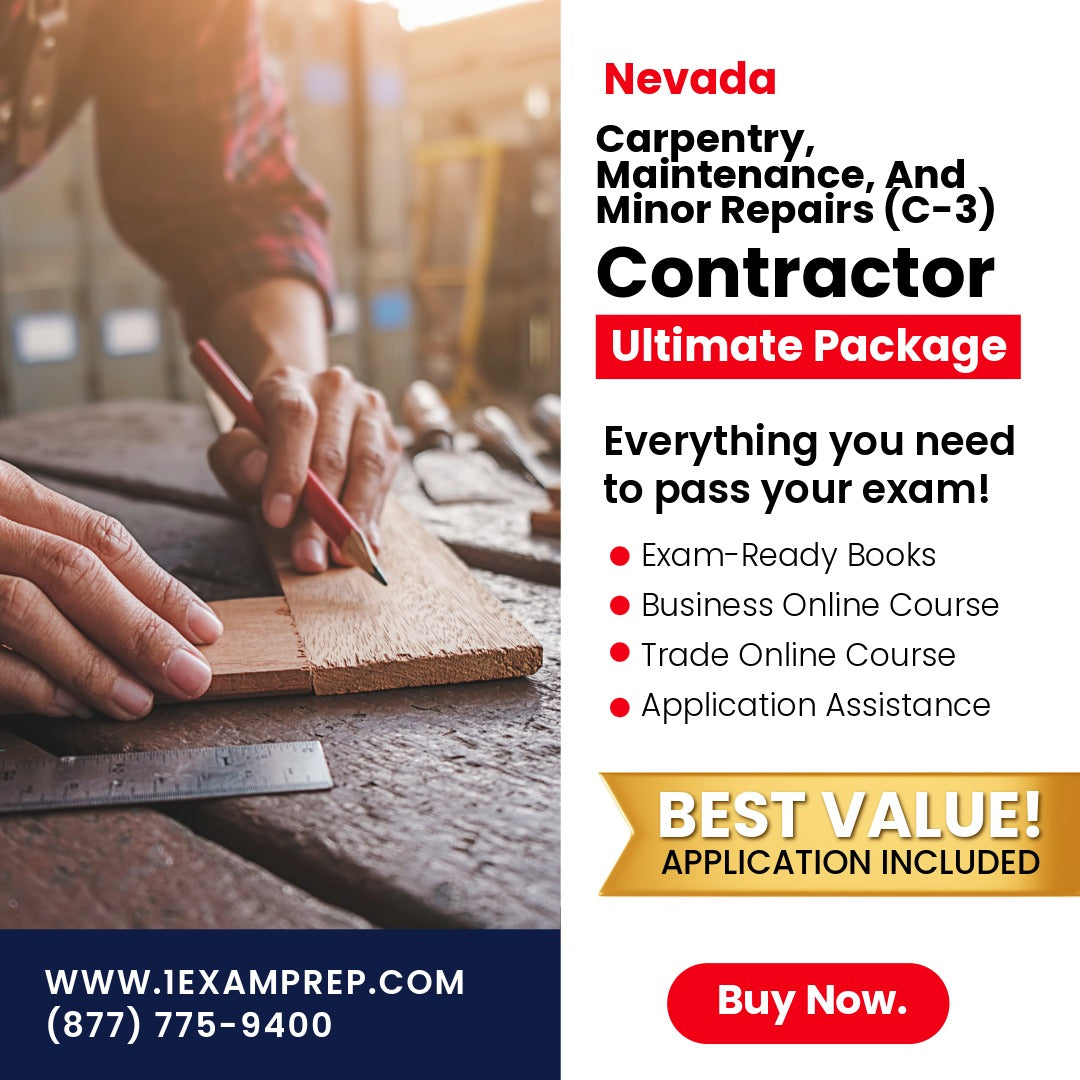 Nevada Carpentry, Maintenance, And Minor Repairs Contractor (C-3) Ultimate Exam Prep Rental