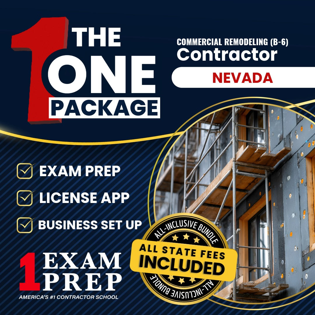 All-inclusive Nevada B-6 commercial remodeling contractor exam licensing and business setup package