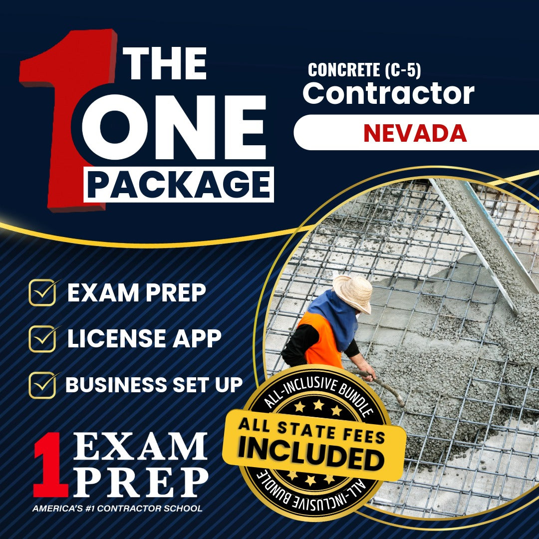 The 1 Package: All-Inclusive Nevada Concrete Contractor (C-5) Exam, Licensing & Business Setup Solution