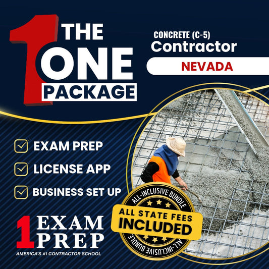 The 1 Package: All-Inclusive Nevada Concrete Contractor (C-5) Exam, Licensing & Business Setup Solution