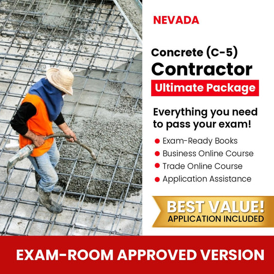 Nevada Concrete Contractor (C-5) Ultimate Books Exam Room Approved + Course + Application Package