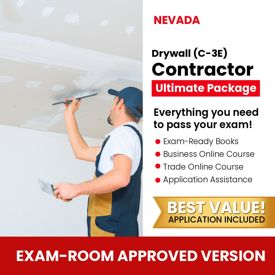 Nevada Drywall Contractor (C-3E) Ultimate Books Exam Room Approved + Course + Application Package