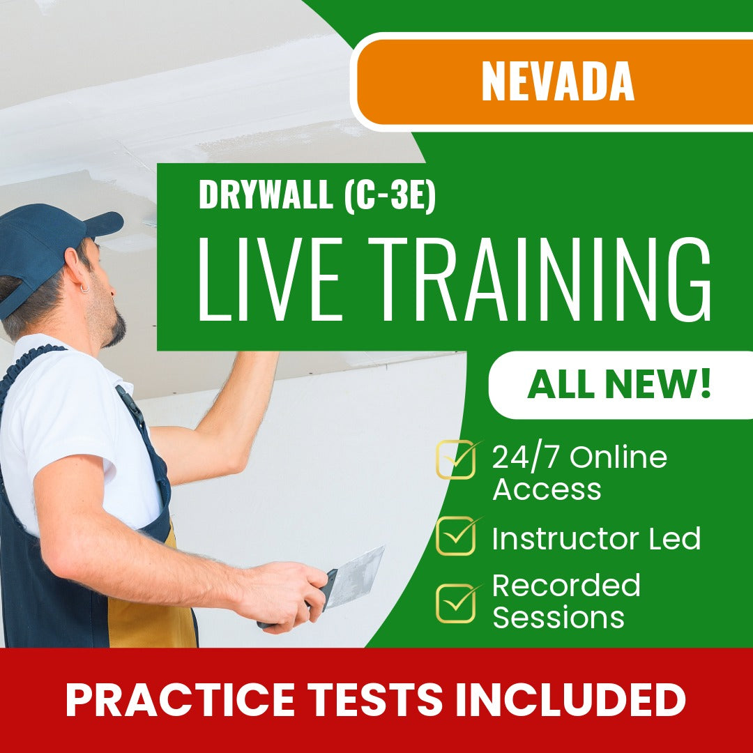 Nevada Drywall Contractor (C-3E) Exam Prep - Live Virtual + Self Study Training