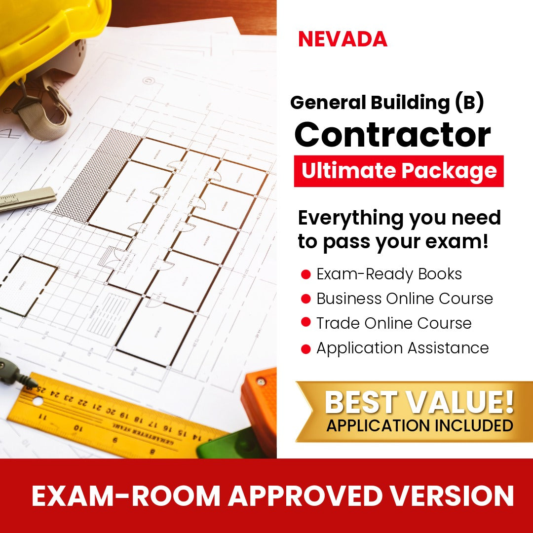 Nevada general building (B) contractor exam room approved books course and application package