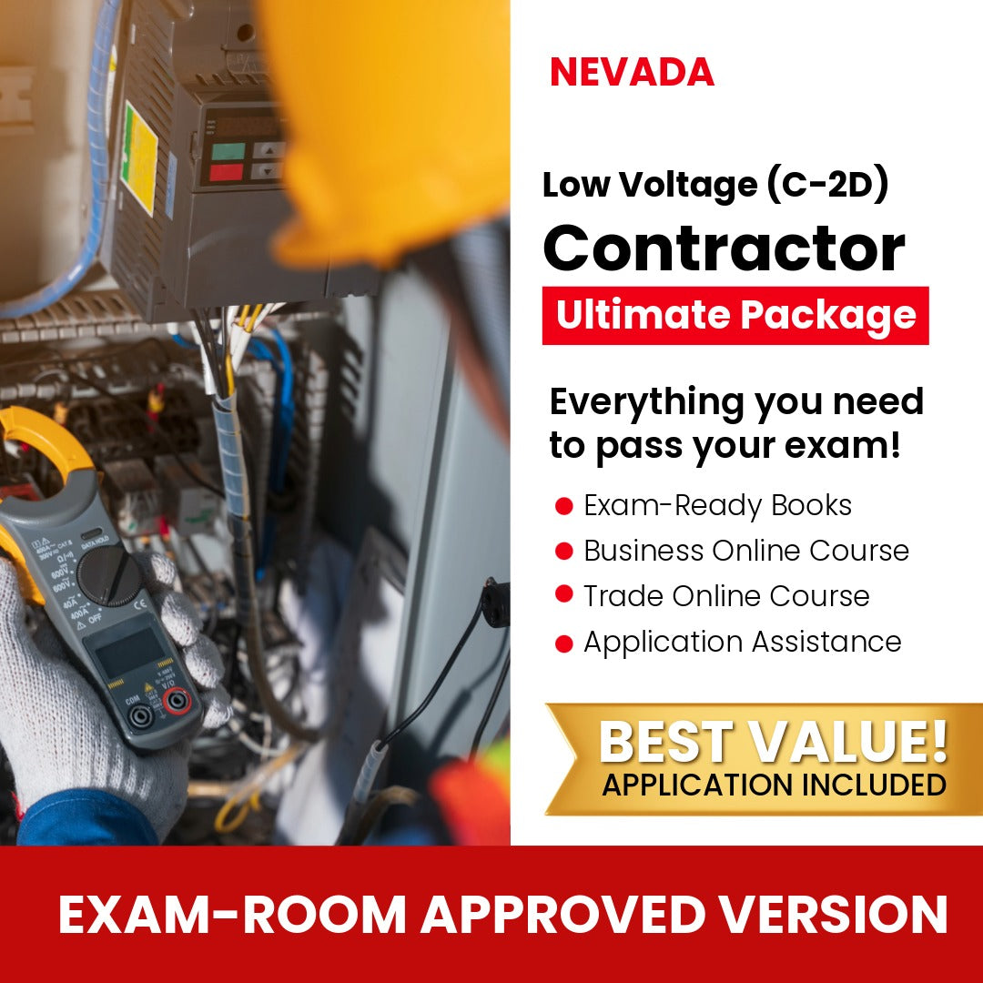 Nevada C-2D low voltage contractor exam room approved books course and application package