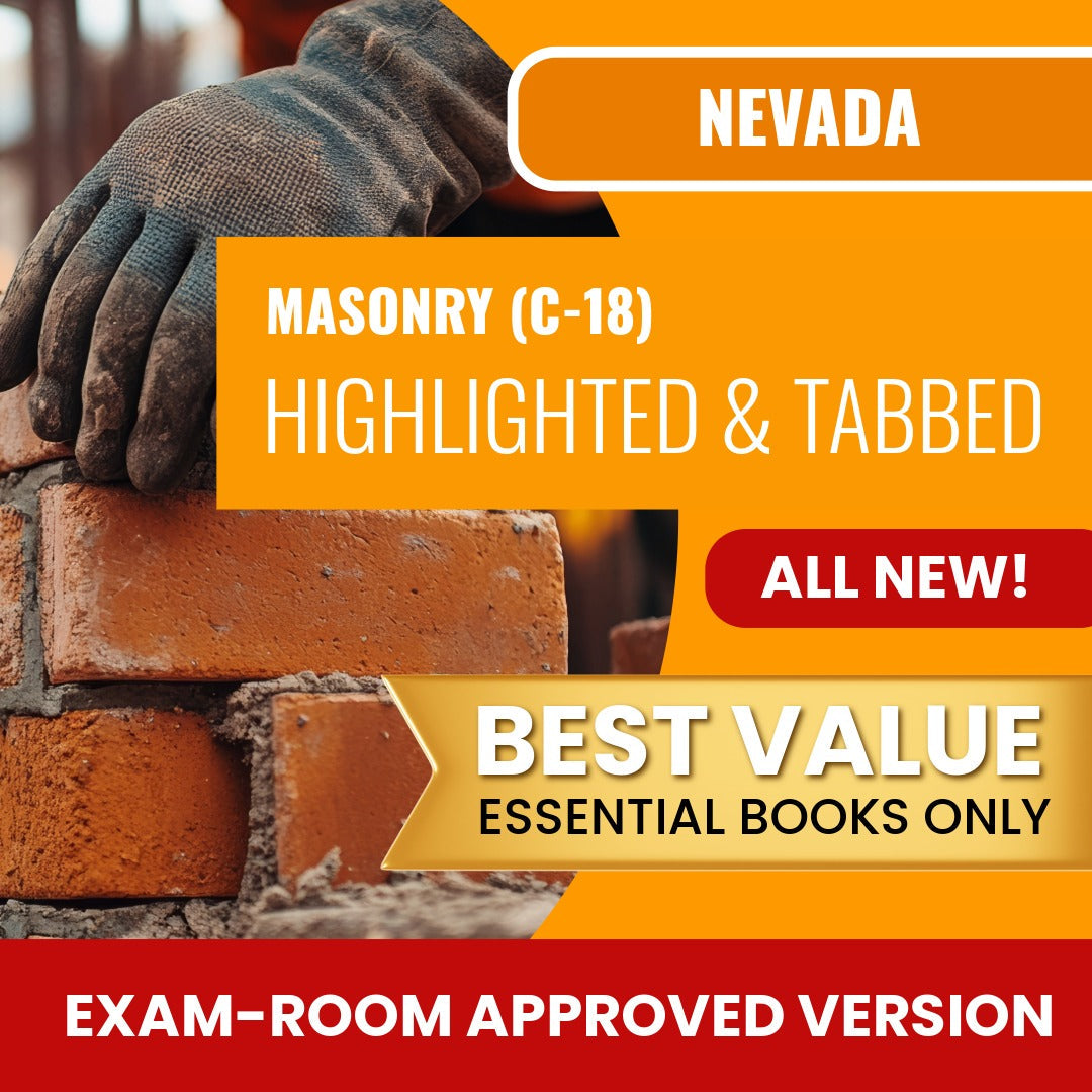 Nevada Masonry Contractor (C-18) Highlighted & Tabbed Books Allowed into Exam Package
