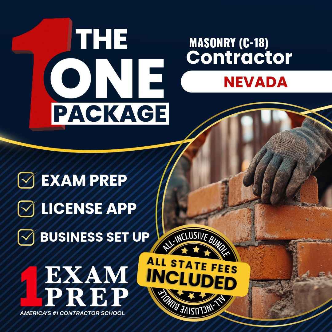 The 1 Package: All-Inclusive Nevada Masonry Contractor (C-18) Exam, Licensing & Business Setup Solution