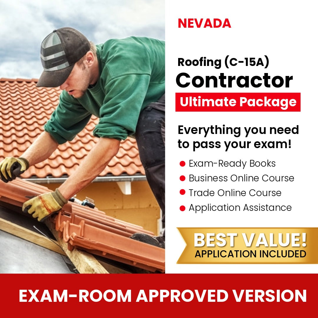 Nevada Roofing Contractor (C-15A) Ultimate Books Exam Room Approved + Course + Application Package