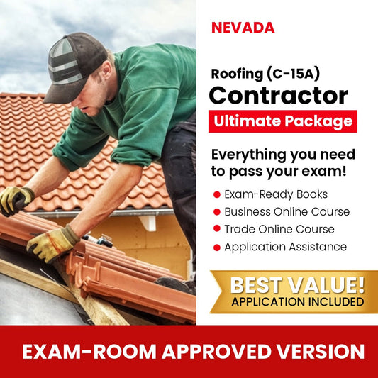 Nevada Roofing Contractor (C-15A) Ultimate Books Exam Room Approved + Course + Application Package