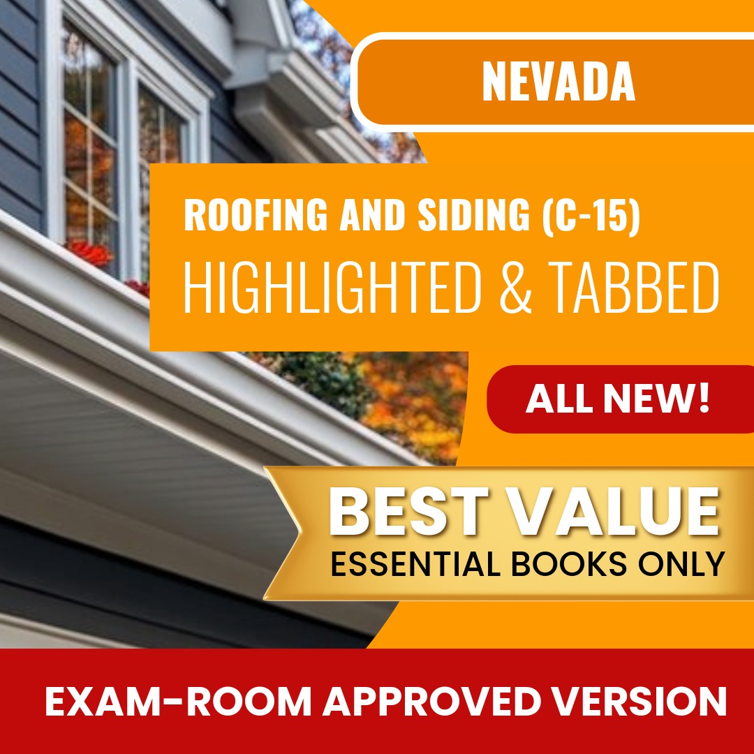 Nevada C-15 roofing and siding contractor highlighted and tabbed exam books package for licensing preparation