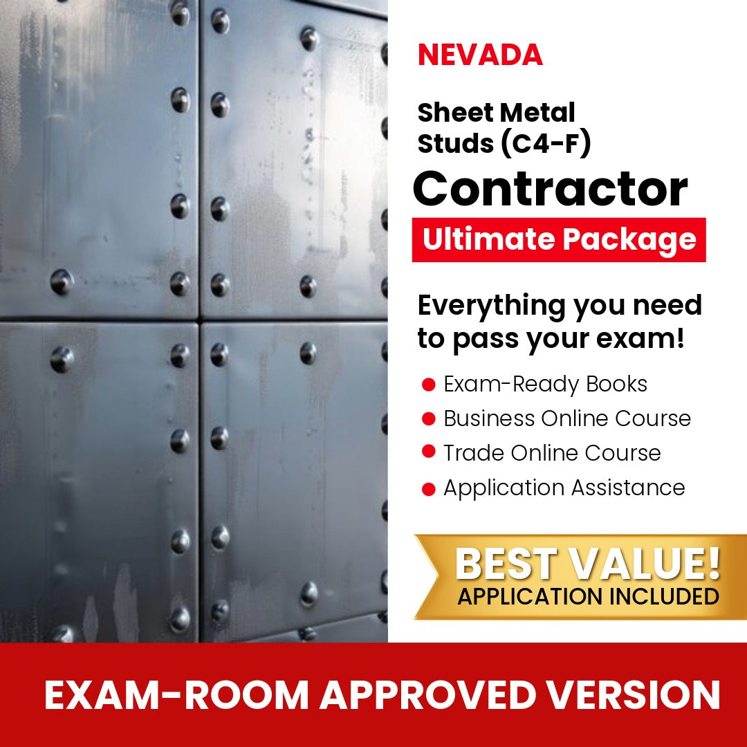 Nevada Sheet Metal Studs Contractor (C4-F) Ultimate Books Exam Room Approved + Course + Application Package