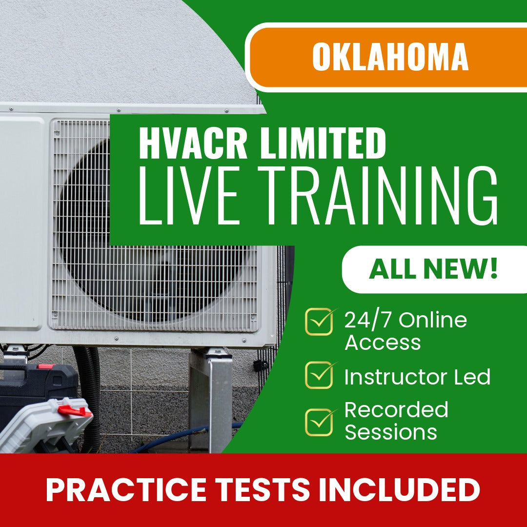 Oklahoma HVACR Limited Contractor Exam Prep - Live Virtual + Self Study Training