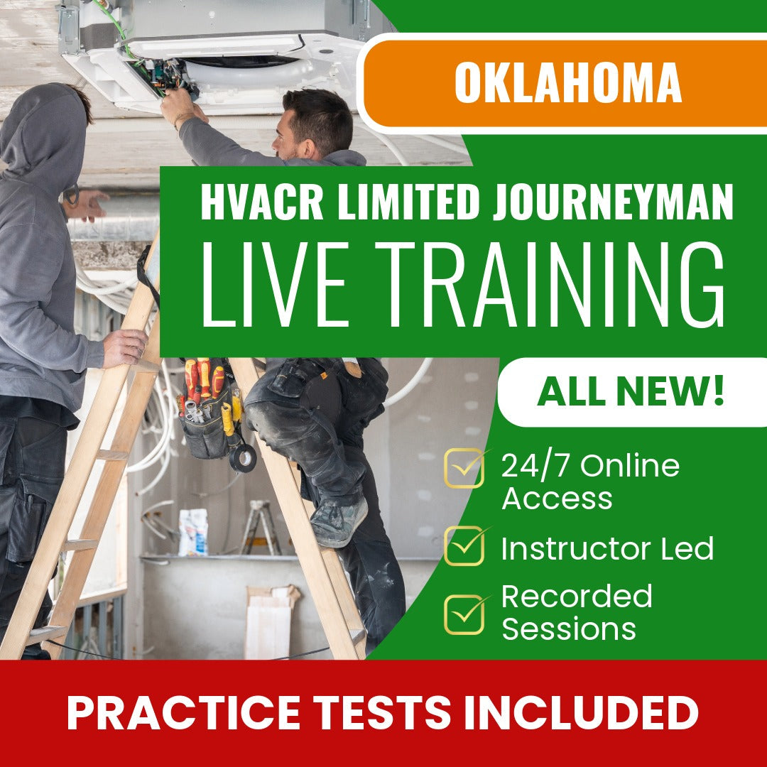 Oklahoma HVACR Limited Journeyman Exam Prep - Live Virtual + Self Study Training