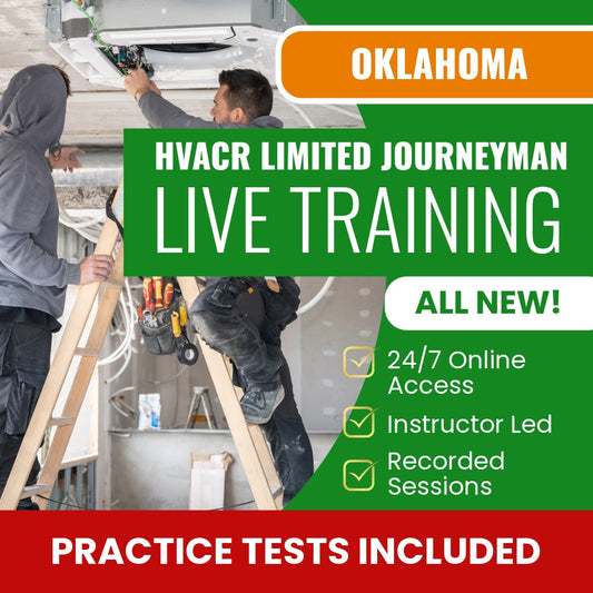 Oklahoma HVACR Limited Journeyman Exam Prep - Live Virtual + Self Study Training