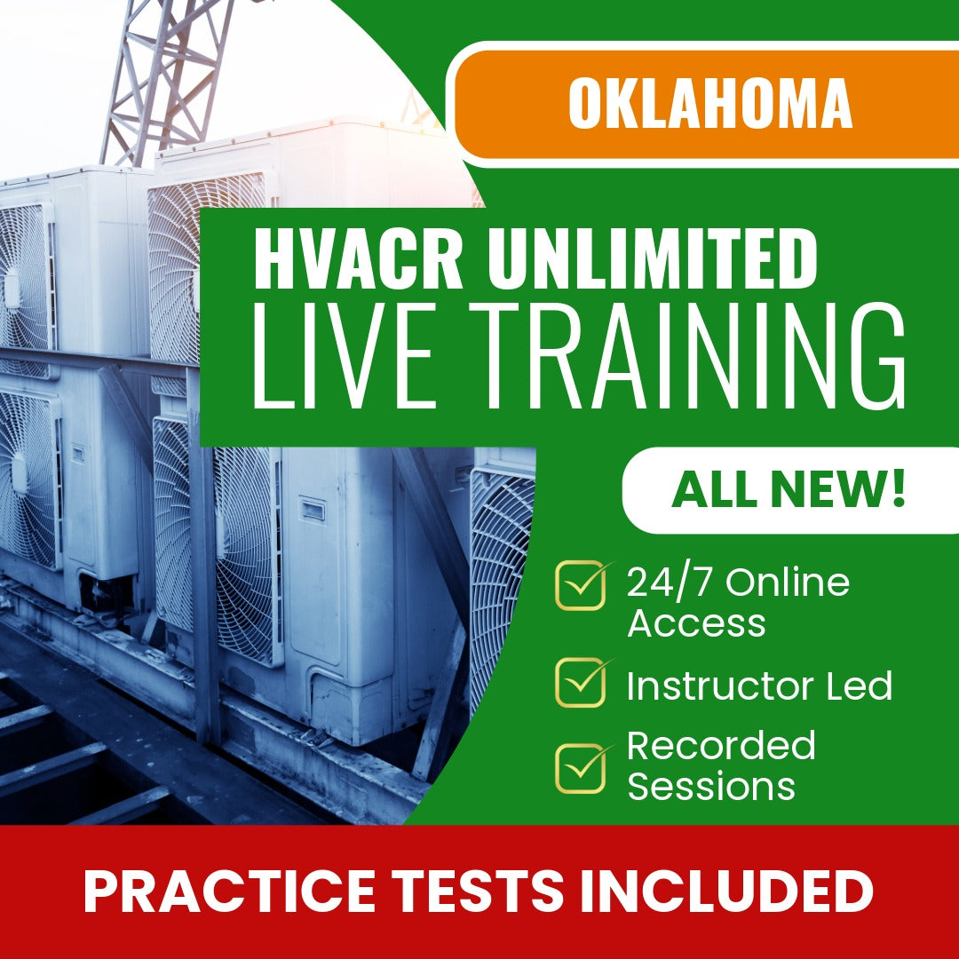 Oklahoma HVACR Unlimited Contractor Exam Prep - Live Virtual + Self Study Training