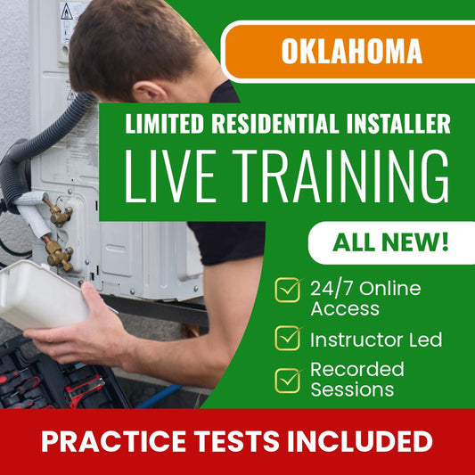 Oklahoma Limited Residential Installer (Mechanical) Contractor Exam Prep - Live Virtual + Self Study Training