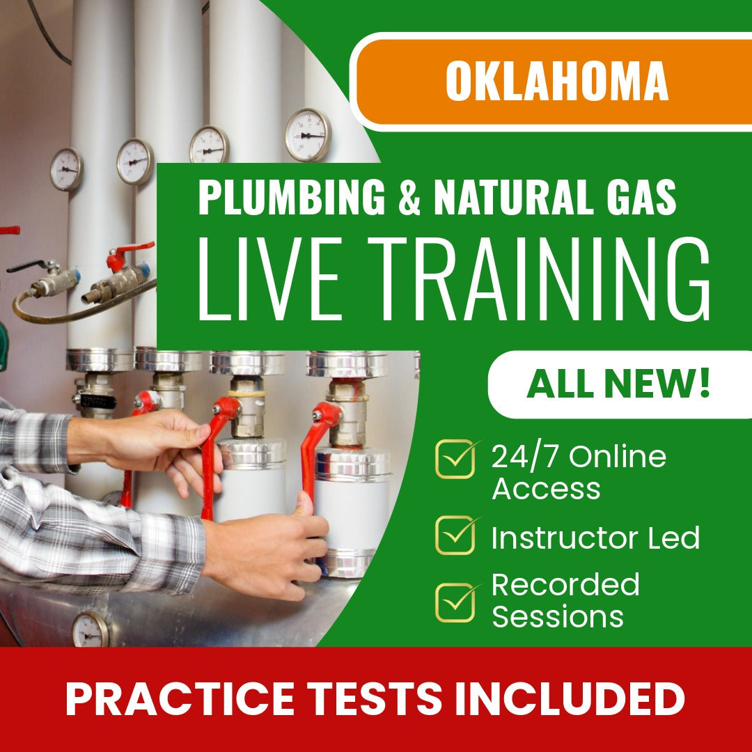 Oklahoma Plumbing and Natural Gas Contractor Exam Prep - Live Virtual + Self Study Training